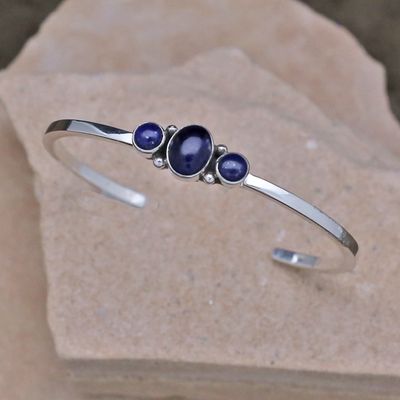 3-Stone silver bracelet w/Lapis
