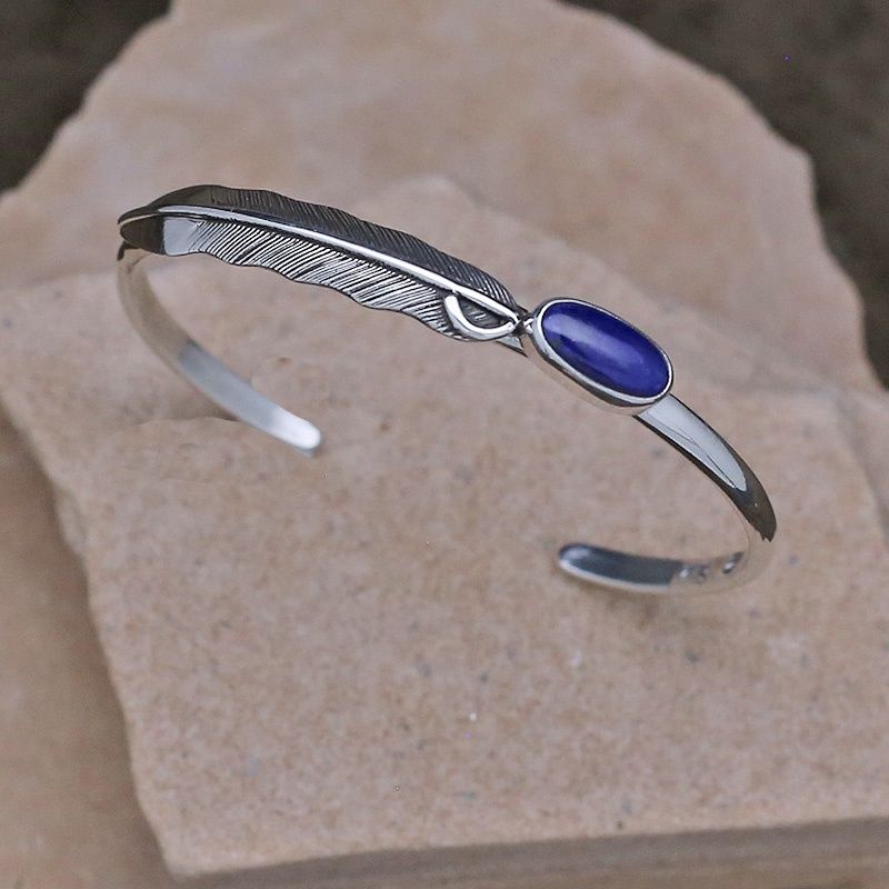 Thin feather bracelet w/ Lapis