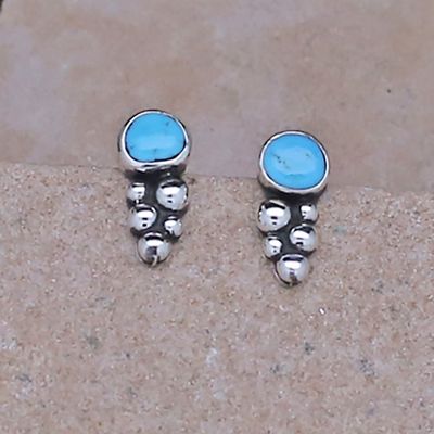 Small post- Rain Drop earrings w/ turquoise