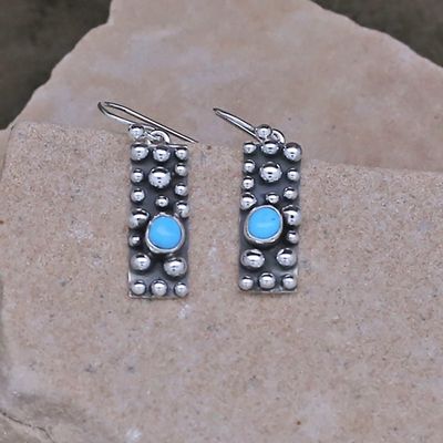 Small rectangular-Rain Drop dangle earrings w/turquoise