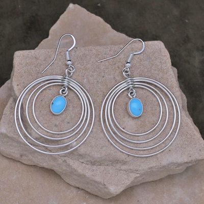Large circle dangle earrings w/turquoise