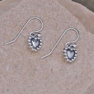 Mini dangle silver heart earrings