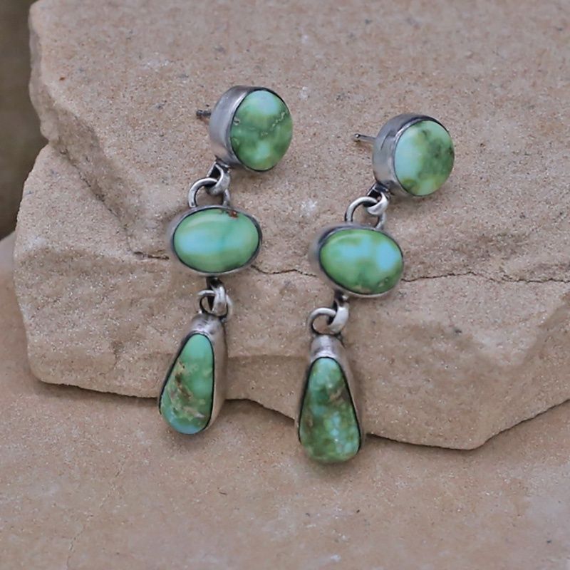 Triple dangle Sonoran Gold turquoise earrings by A.Martin