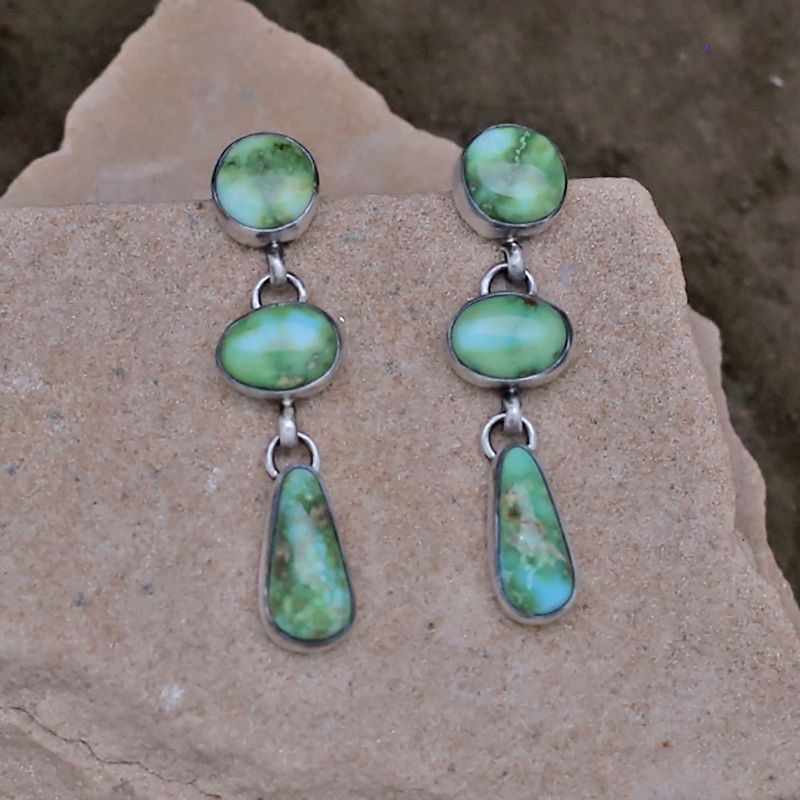 Triple dangle Sonoran Gold turquoise earrings by A.Martin