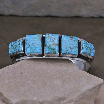 Rectangular stone Kingman turquoise bracelet