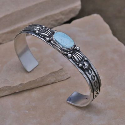 Thin Navajo bracelet with #8 turquoise