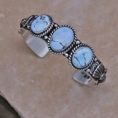 Thin Navajo bracelet with Golden Hills turquoise