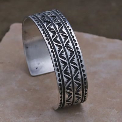 Silver Navajo bracelet by T.O White