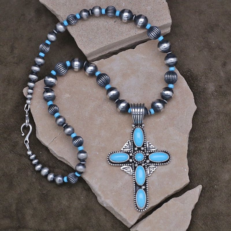 Sleeping beauty cross necklace set