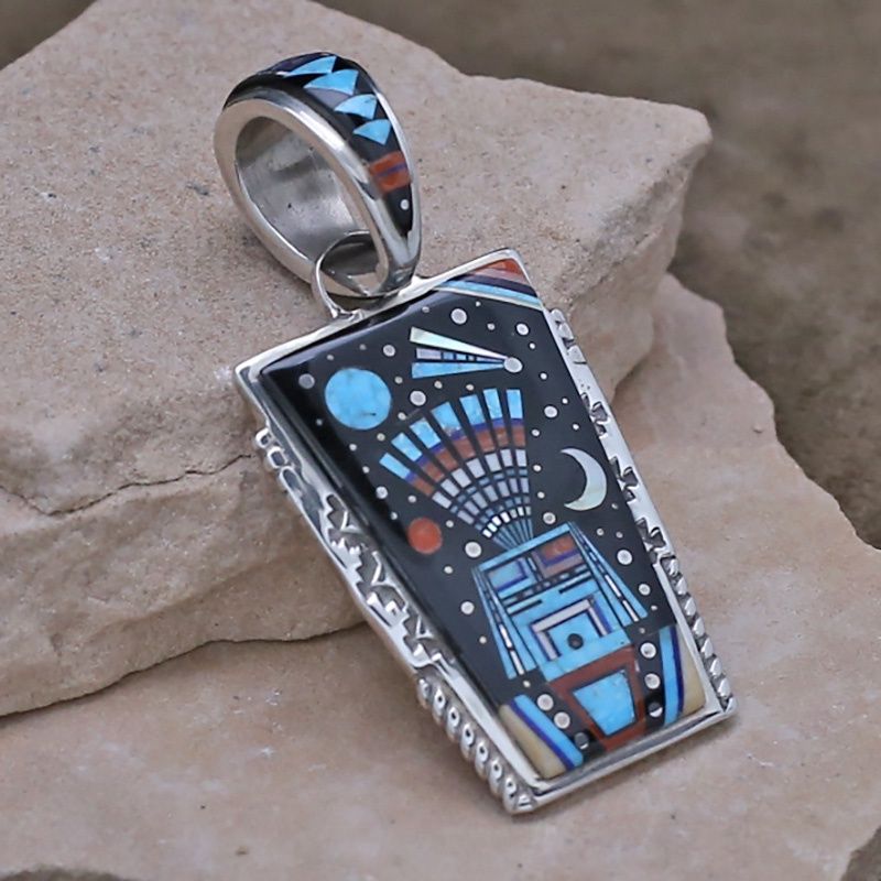 Micro inlay Navajo pendant by Ervin Tsosie
