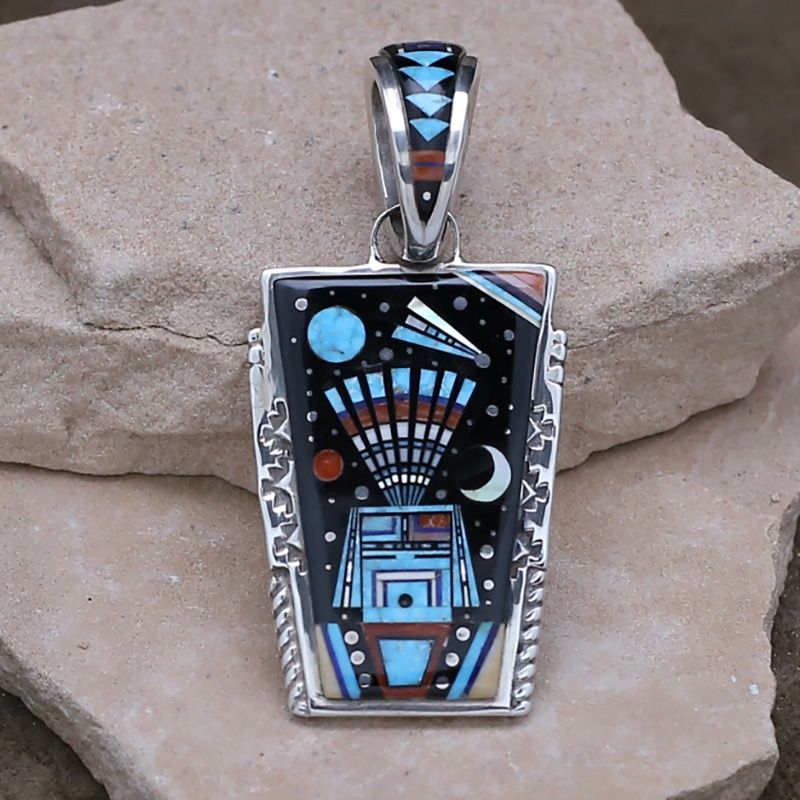 Micro inlay Navajo pendant by Ervin Tsosie