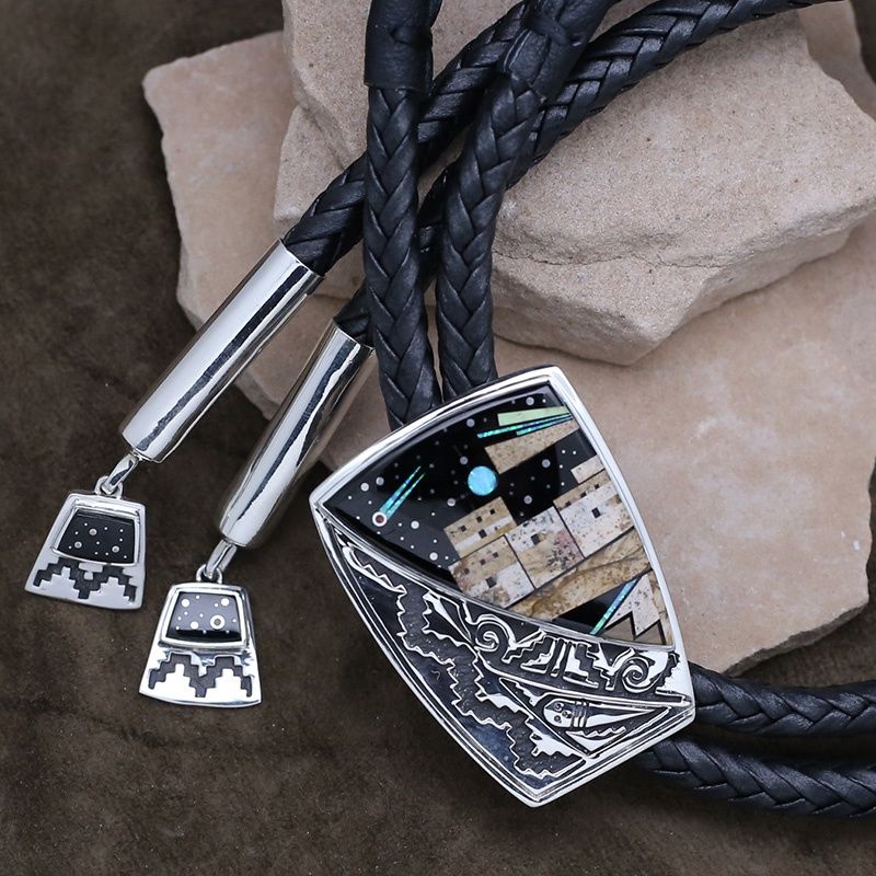 Adobe Pueblo bolo tie- Calvin Begay