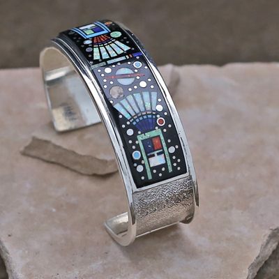 Micro inlay cuff bracelet w/ Yei&#39;s and Night Sky