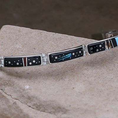 Thin link bracelet with Night Sky inlay design