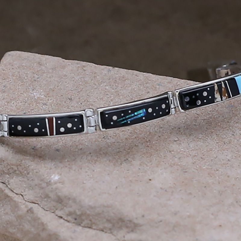Thin link bracelet with Night Sky inlay design