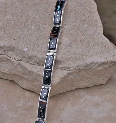 Navajo thin link bracelet w/Night Sky design