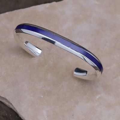 Zuni Lapis thin channel inlay bracelet