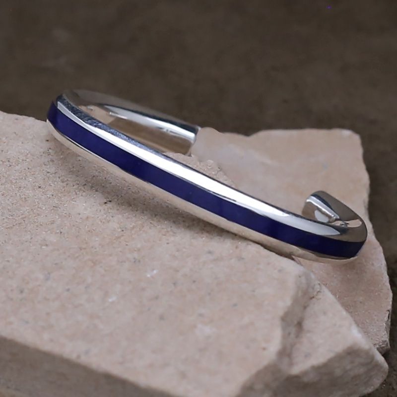 Zuni Lapis thin channel inlay bracelet
