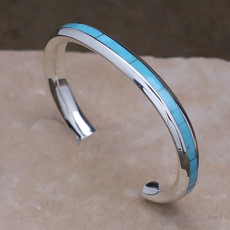 Zuni Turquoise thin channel inlay bracelet