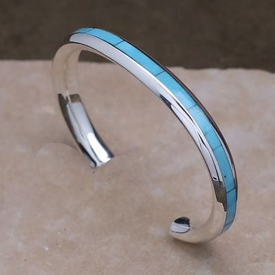 Zuni Turquoise thin channel inlay bracelet