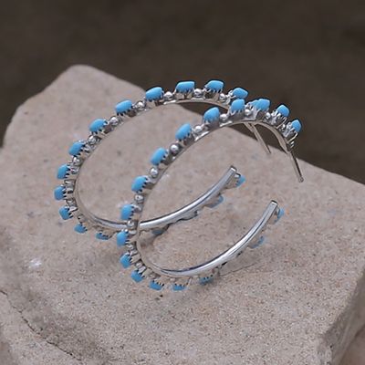 Zuni 1/2 hoop needle point earrings