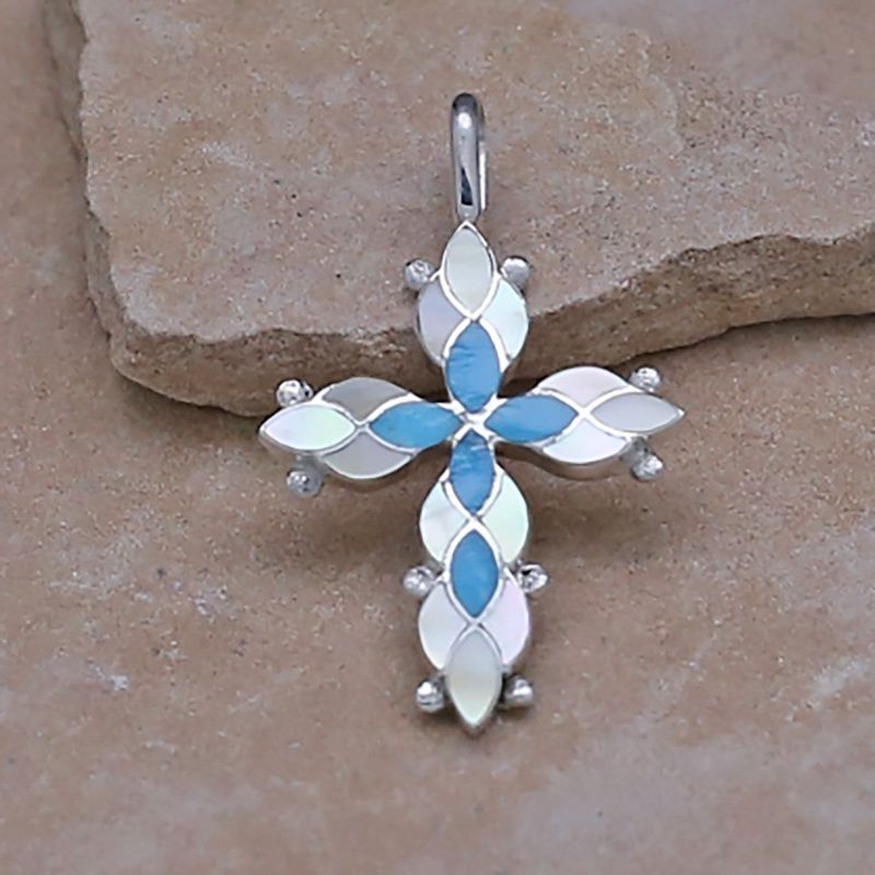 Zuni inlay cross pendant