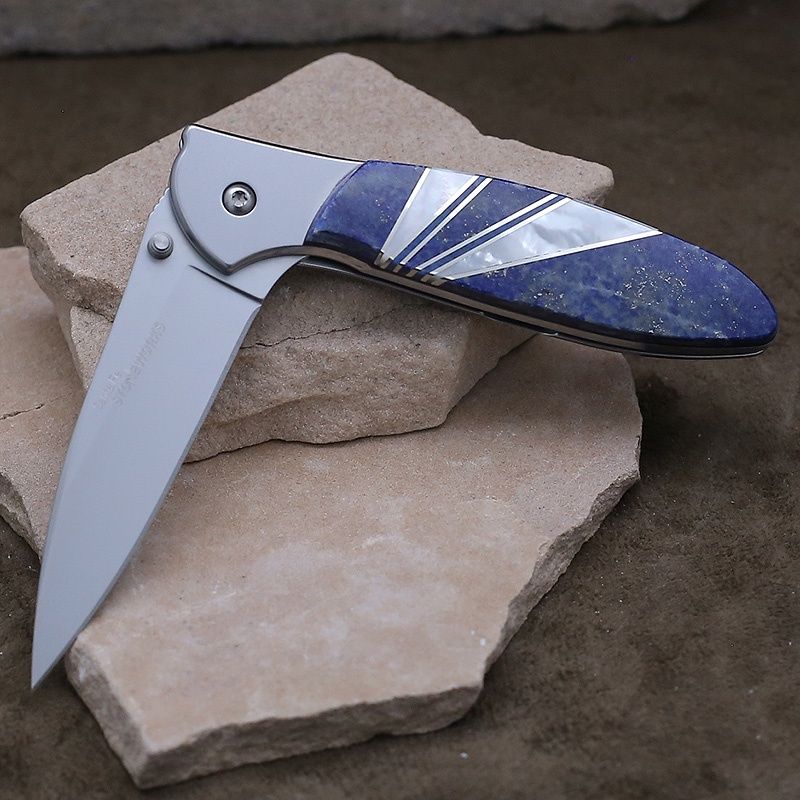 Kershaw knife w/ Lapis &amp; mother of pearl inlay