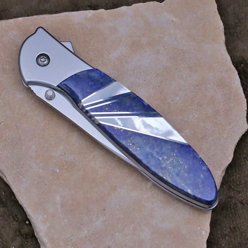 Kershaw knife w/ Lapis &amp; mother of pearl inlay