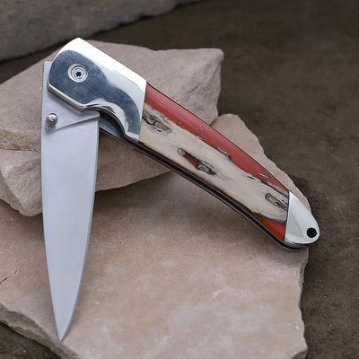 Cholla wood &amp; red resin folding knife