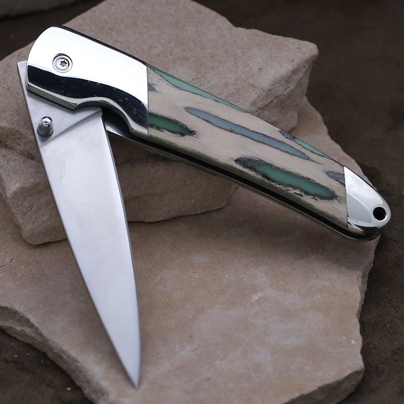 Cholla &amp; green resin inlay folding knife