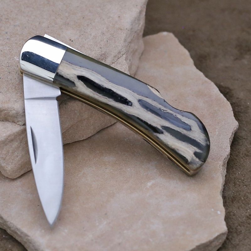 Cholla wood  &amp; green resin inlay pocket knife