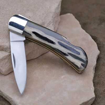 Cholla wood  &amp; green resin inlay pocket knife