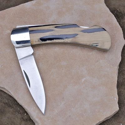 Cholla wood &amp; blue resin inlay pocket knife