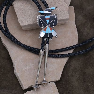 Small thunderbird inlay bolo tie