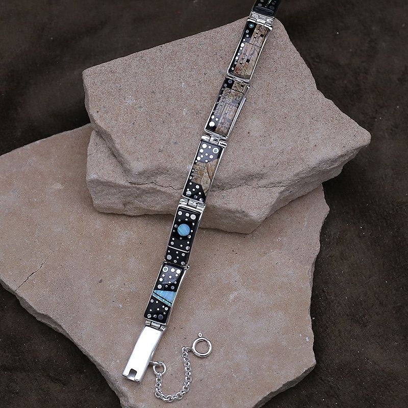 1/4&quot; Adobe Pueblo inlay link bracelet