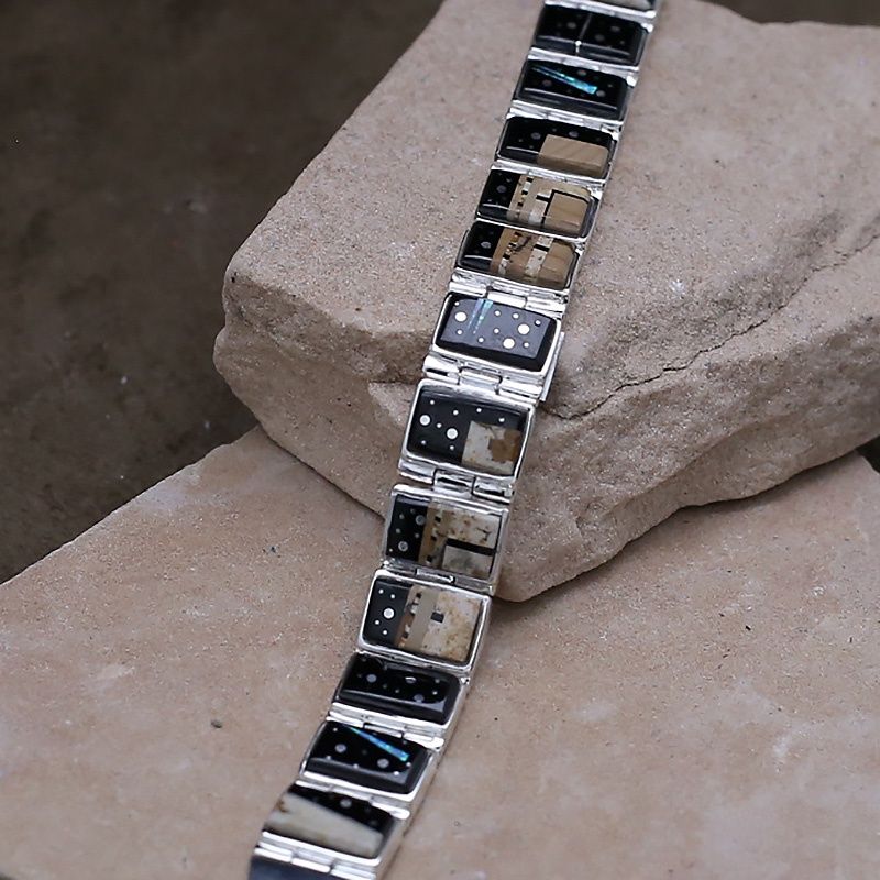 Adobe Pueblo inlay 13 link bracelet