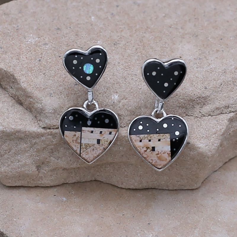 Double dangle heart earrings