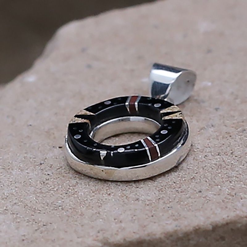 Small round night sky inlay pendant