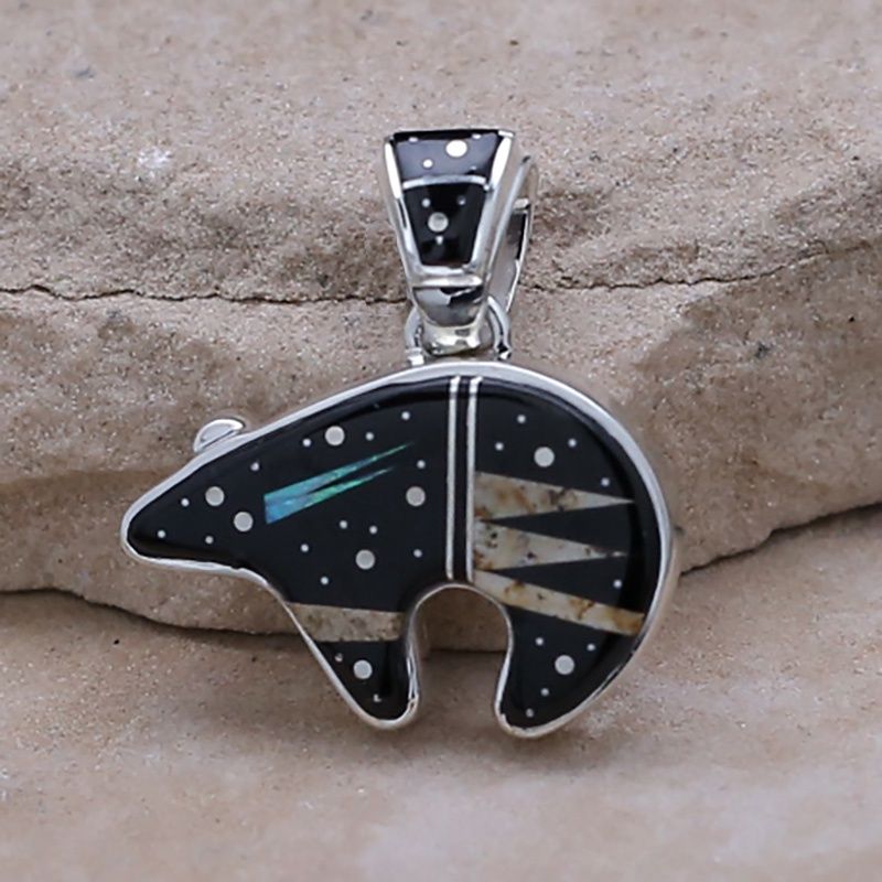 Small  bear pendant w/ Night sky inlay design