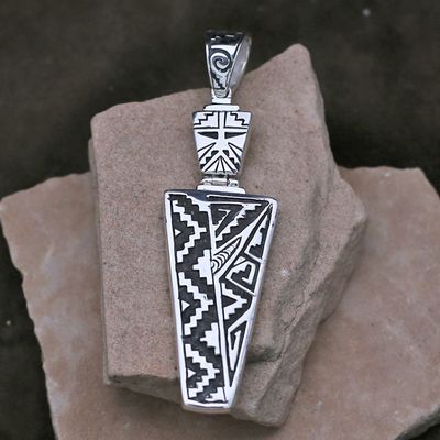 Reversible Navajo Yei dangle pendant