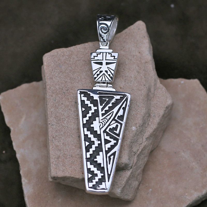 Reversible Navajo Yei dangle pendant