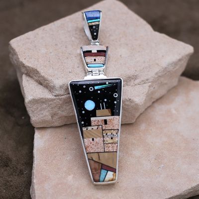 Reversible Navajo Yei dangle pendant
