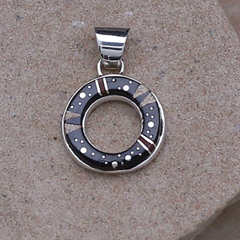 Small round night sky inlay pendant