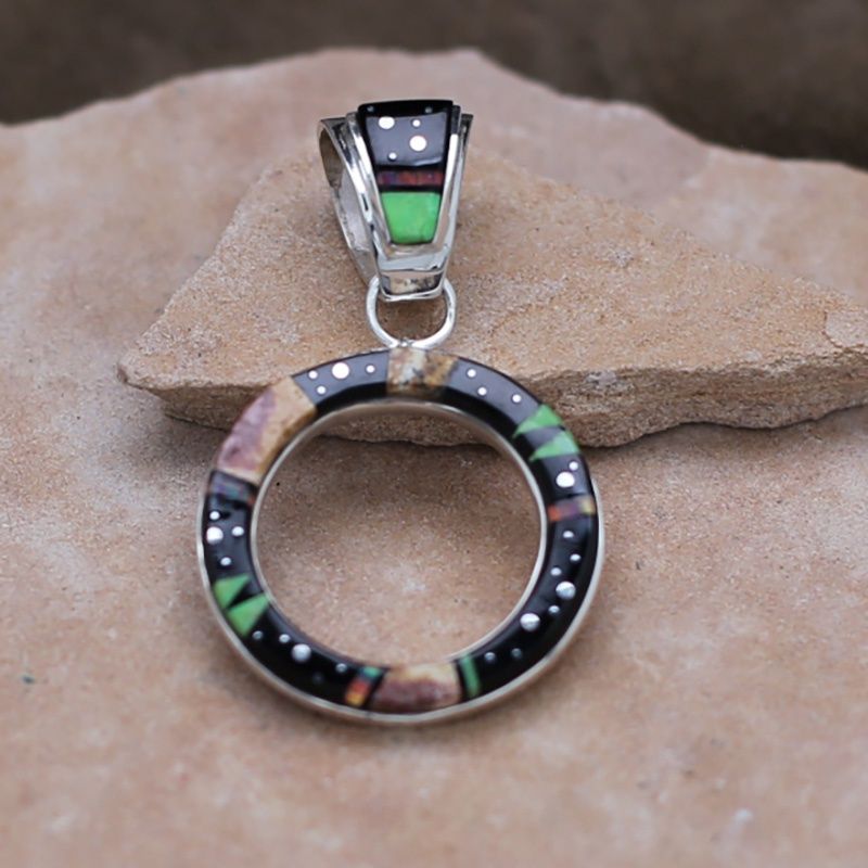 Large round night sky inlay pendant