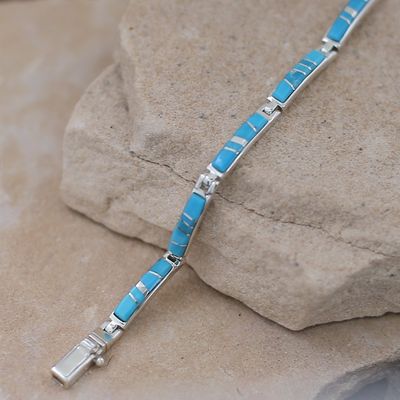 Navajo inlay turquoise  1/8&quot;  link bracelet