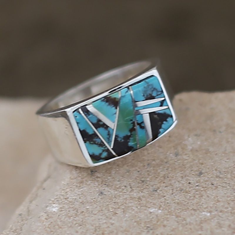 Navajo inlay turquoise w/ matrix