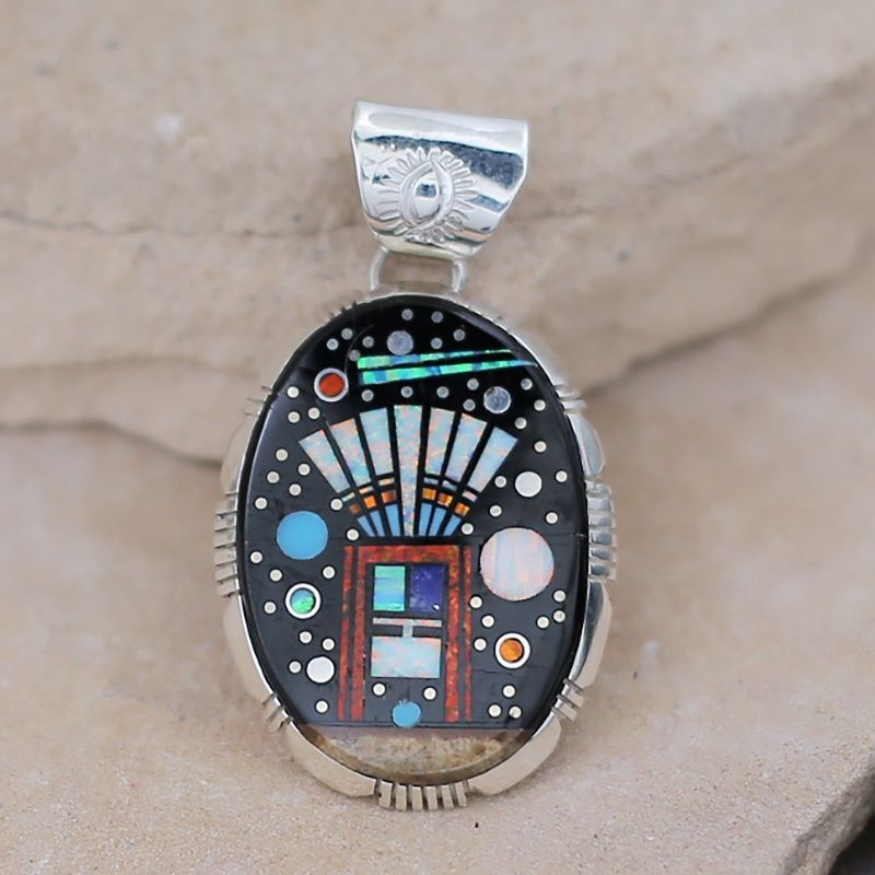 Clayton Tom oval inlay pendant