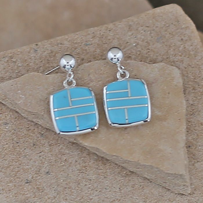 Small dangle Navajo earrings w/ inlay turquoise