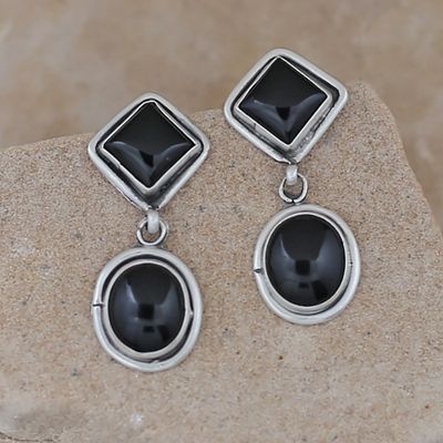 Black onyx dangle earrings