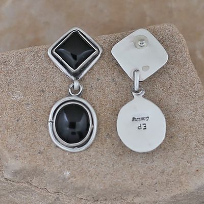 Black onyx dangle earrings